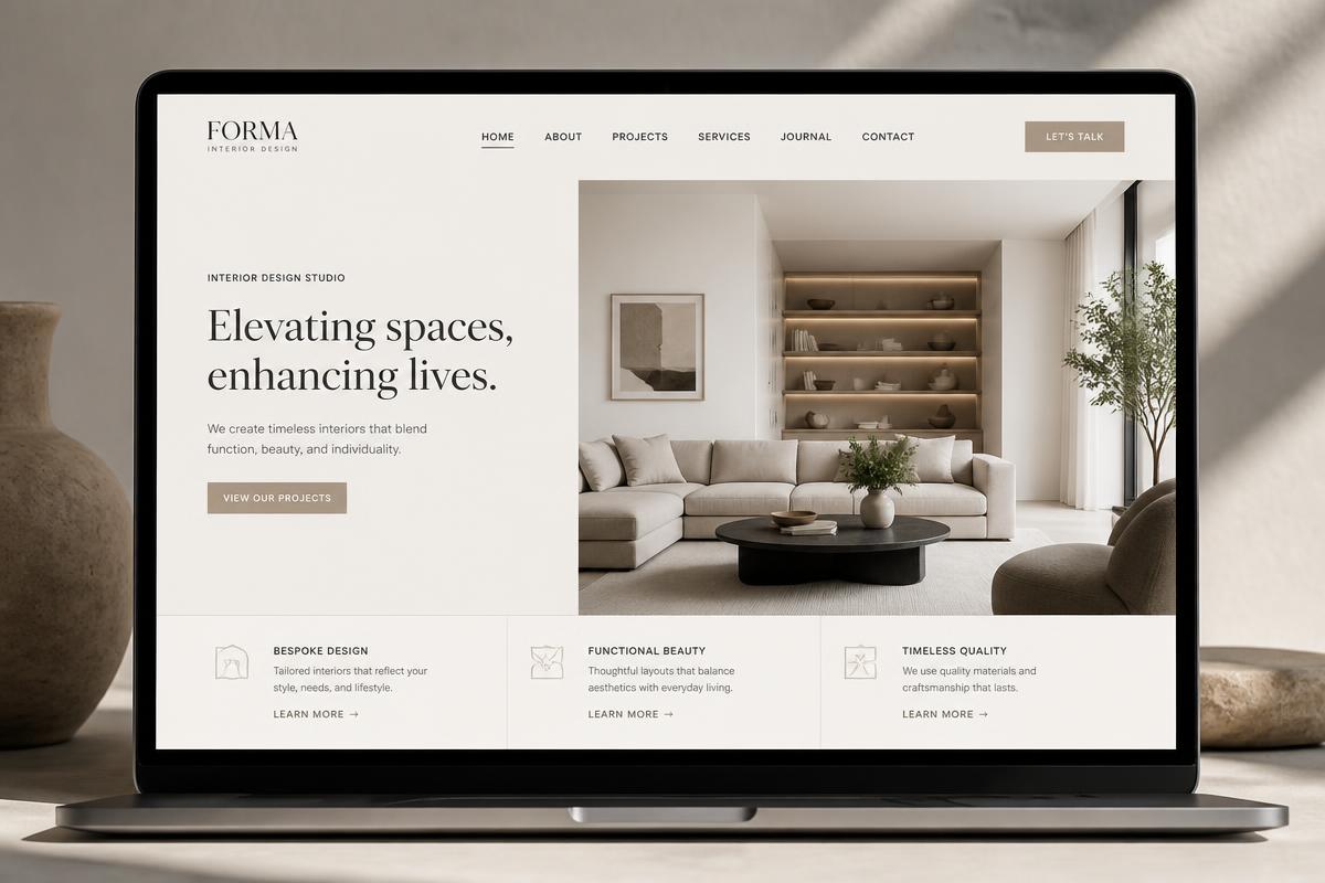 Kern Home Design website with modern interior photography